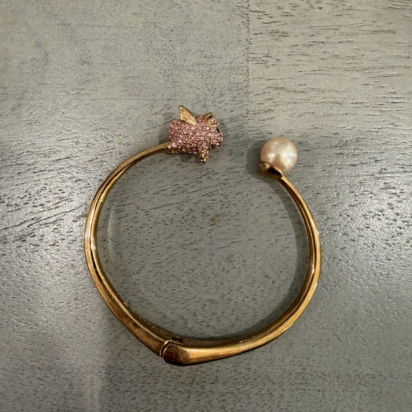 Kate Spade Gold Bracelet with Pink Pig and Pearl Accents - Picture 2 of 4